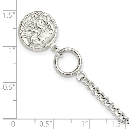 7.5 Inch Sterling Silver Replica Roman Coin Toggle Bracelet