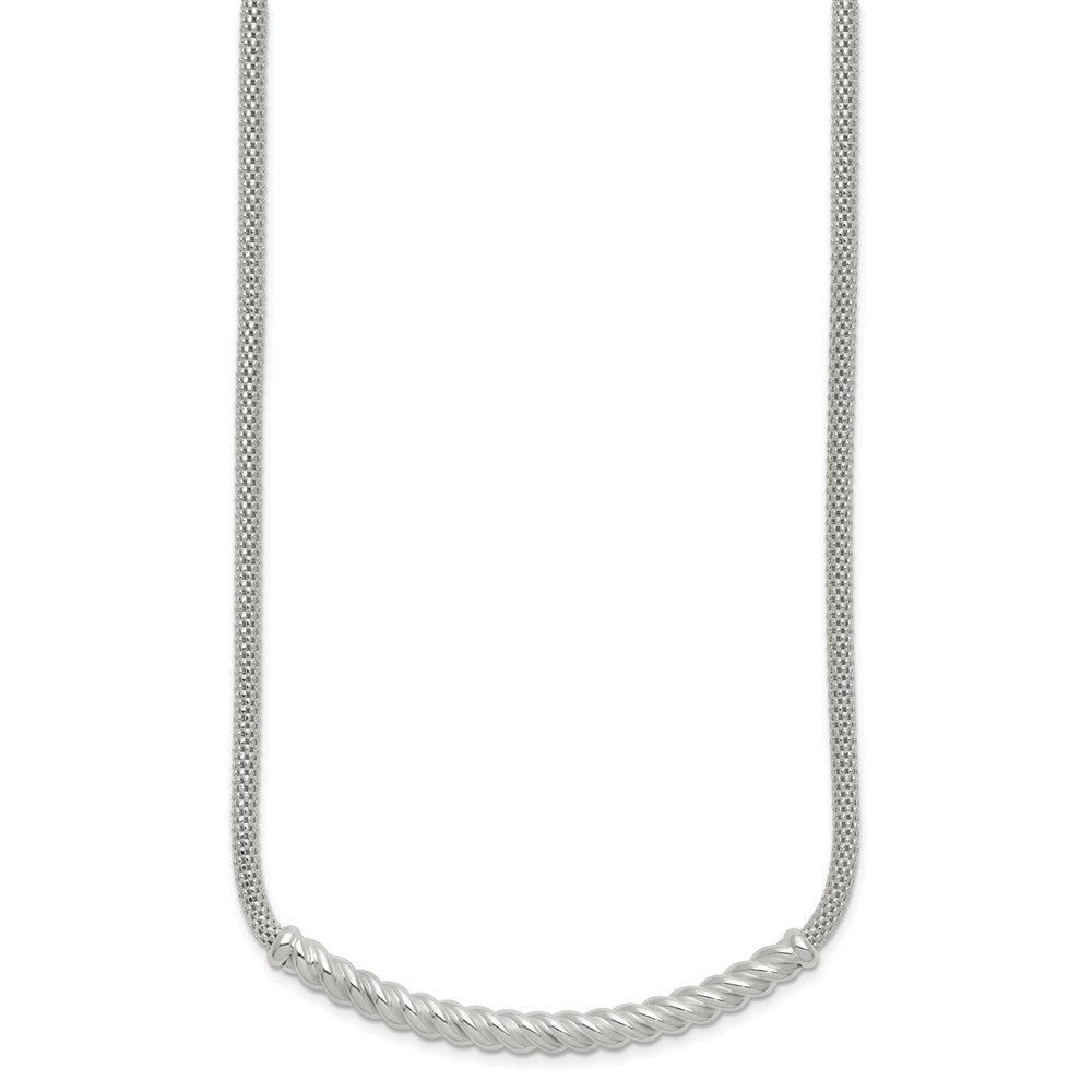 Sterling Silver Polished Twisted Bar Necklace