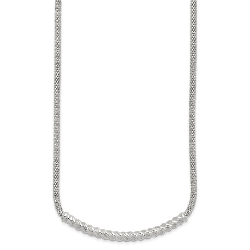 Sterling Silver Polished Twisted Bar Necklace