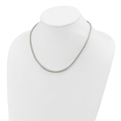 Sterling Silver Polished Twisted Bar Necklace
