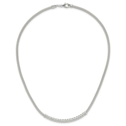 Sterling Silver Polished Twisted Bar Necklace