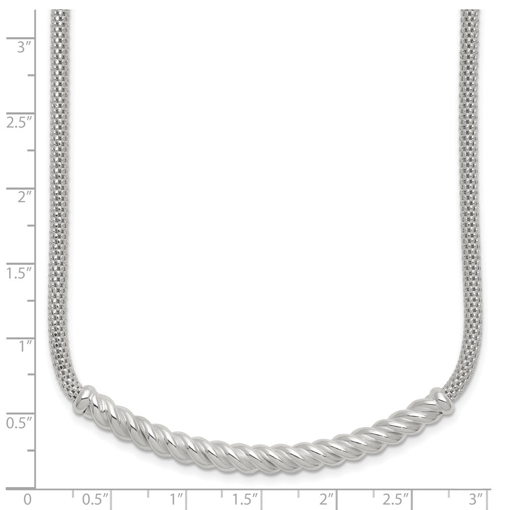 Sterling Silver Polished Twisted Bar Necklace