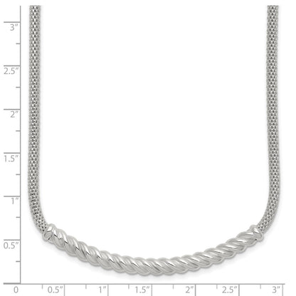 Sterling Silver Polished Twisted Bar Necklace