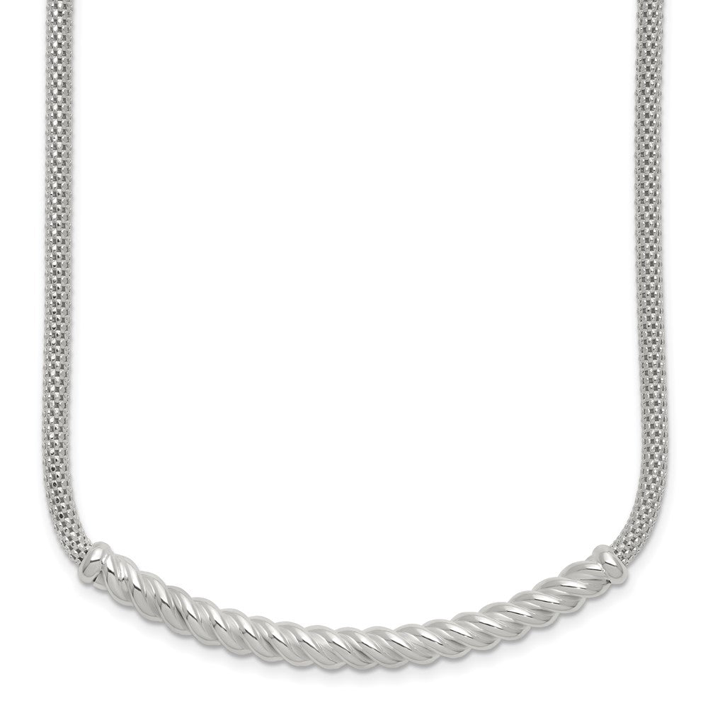 Sterling Silver Polished Twisted Bar Necklace