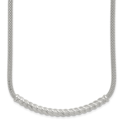 Sterling Silver Polished Twisted Bar Necklace