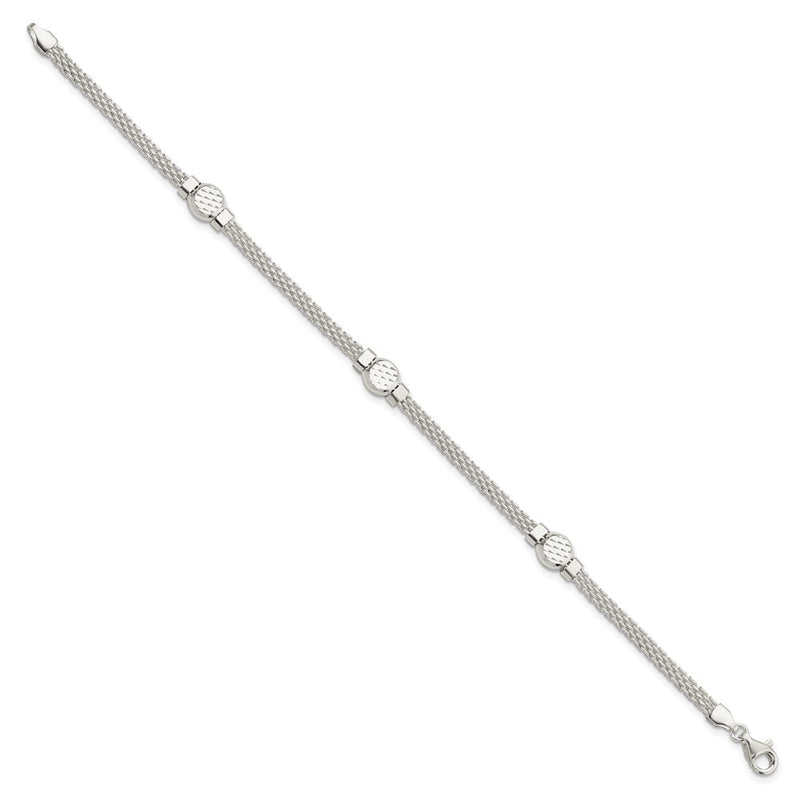 7.5 Inch Sterling Silver Mesh Fancy Bracelet