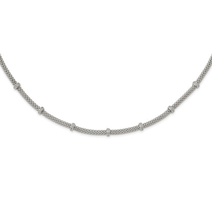 Sterling Silver Rhodium-Plated Polished Cz Necklace