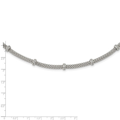 Sterling Silver Rhodium-Plated Polished Cz Necklace