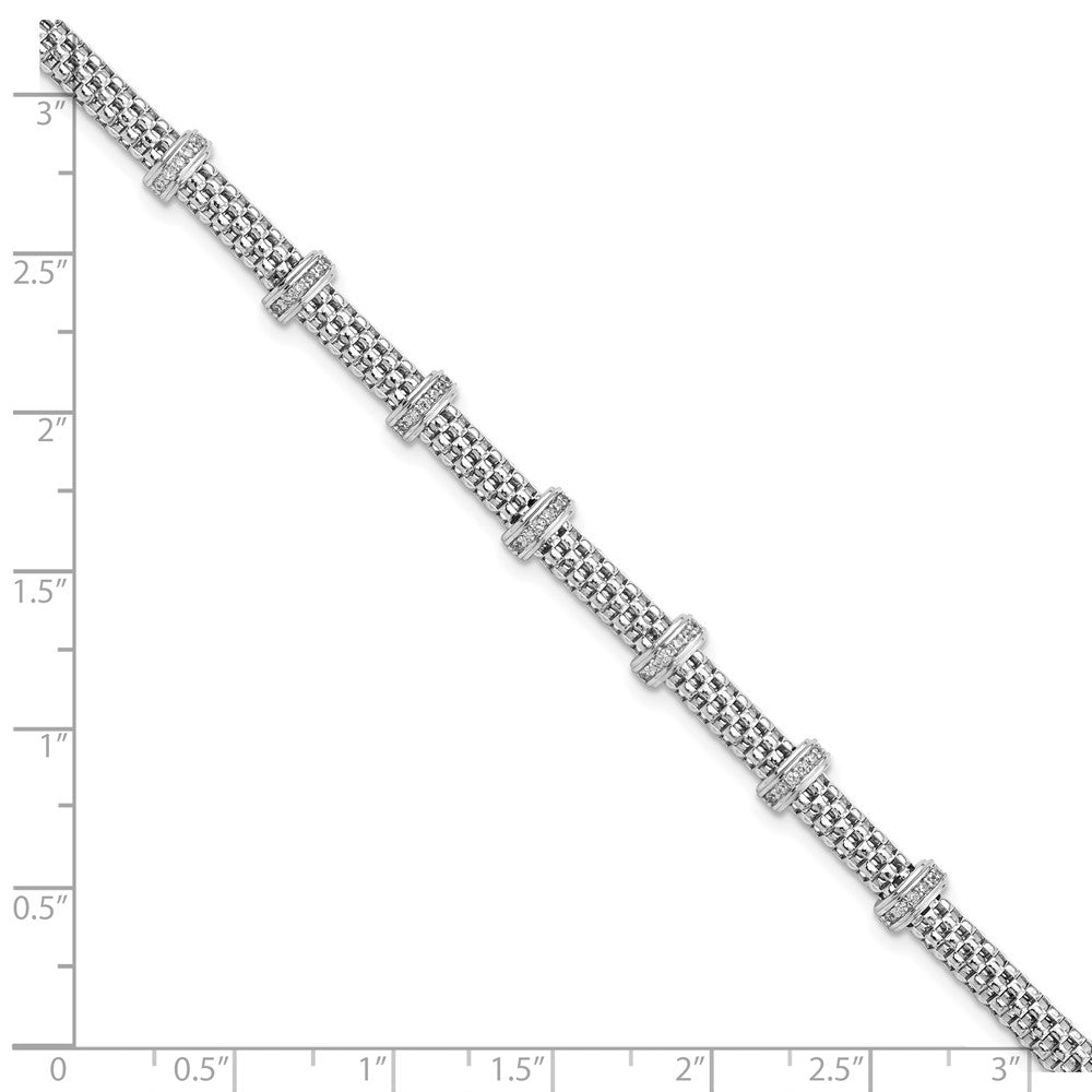 7.5 Inch Sterling Silver Rhodium-Plated Polished Cz Bracelet