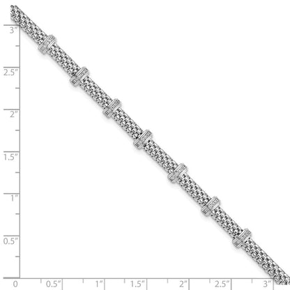 7.5 Inch Sterling Silver Rhodium-Plated Polished Cz Bracelet