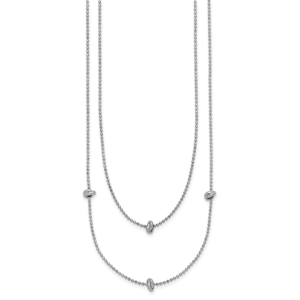 Sterling Silver Rhodium-Plated Polished Multi-Strand W/ 2In Ext. Necklace