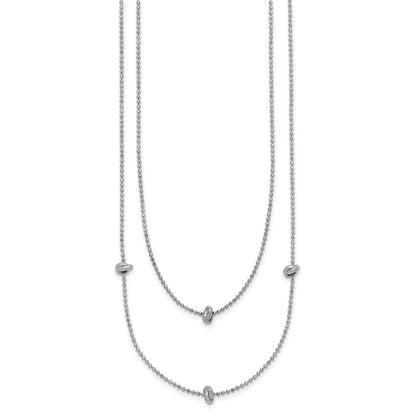 Sterling Silver Rhodium-Plated Polished Multi-Strand W/ 2In Ext. Necklace