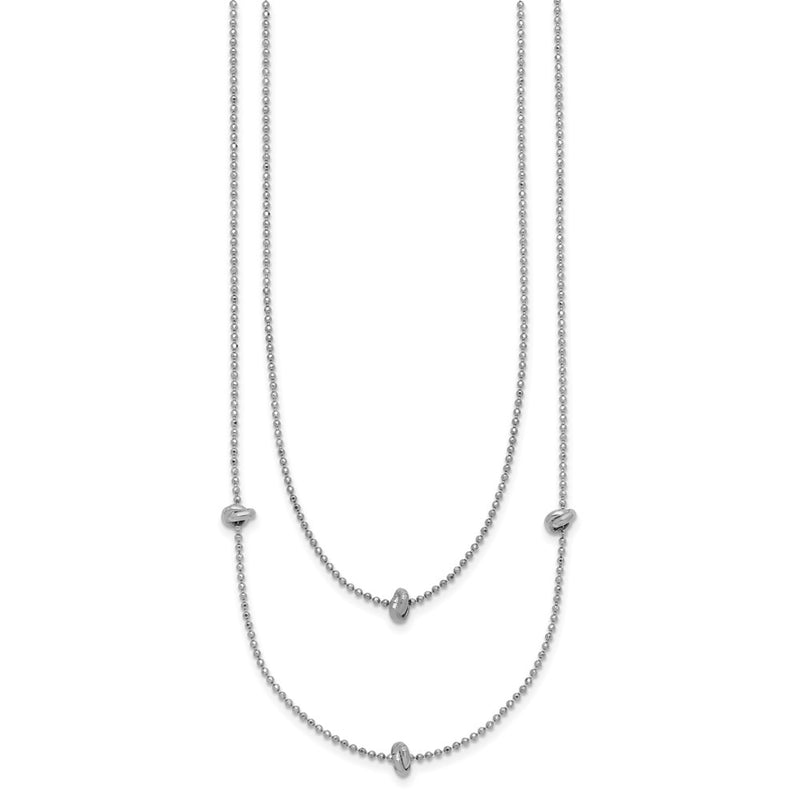 Sterling Silver Rhodium-Plated Polished Multi-Strand W/ 2In Ext. Necklace