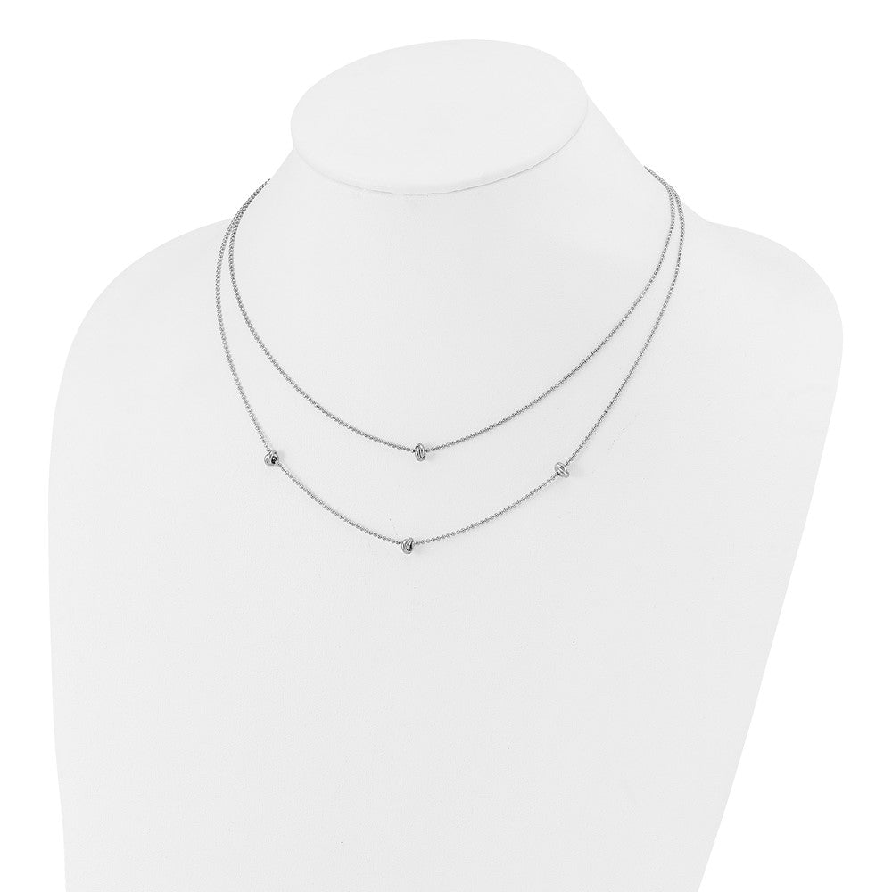 Sterling Silver Rhodium-Plated Polished Multi-Strand W/ 2In Ext. Necklace