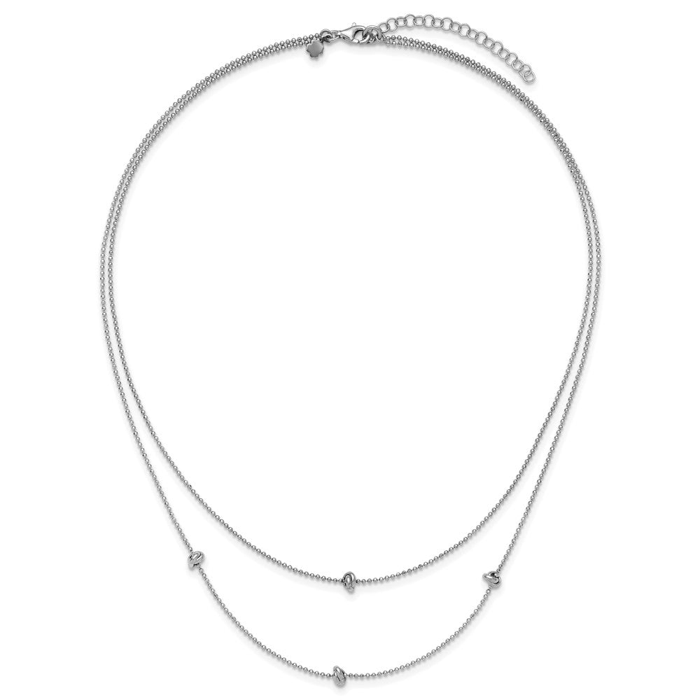 Sterling Silver Rhodium-Plated Polished Multi-Strand W/ 2In Ext. Necklace