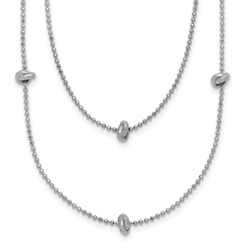Sterling Silver Rhodium-Plated Polished Multi-Strand W/ 2In Ext. Necklace