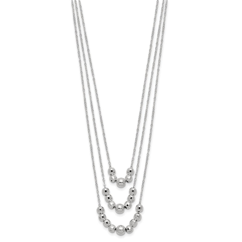 Sterling Silver Polished 3-Strand Beaded Necklace