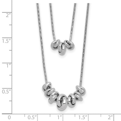 Sterling Silver Double Rings 2-Strand W/ Ext Chain Necklace