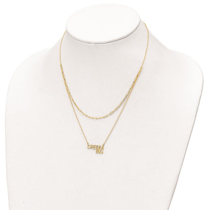Sterling Silver Gold Tone Dream Big Double Necklace