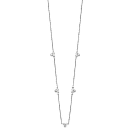 Sterling Silver Rhodium-Plated Polished Cz 5 Stations Necklace
