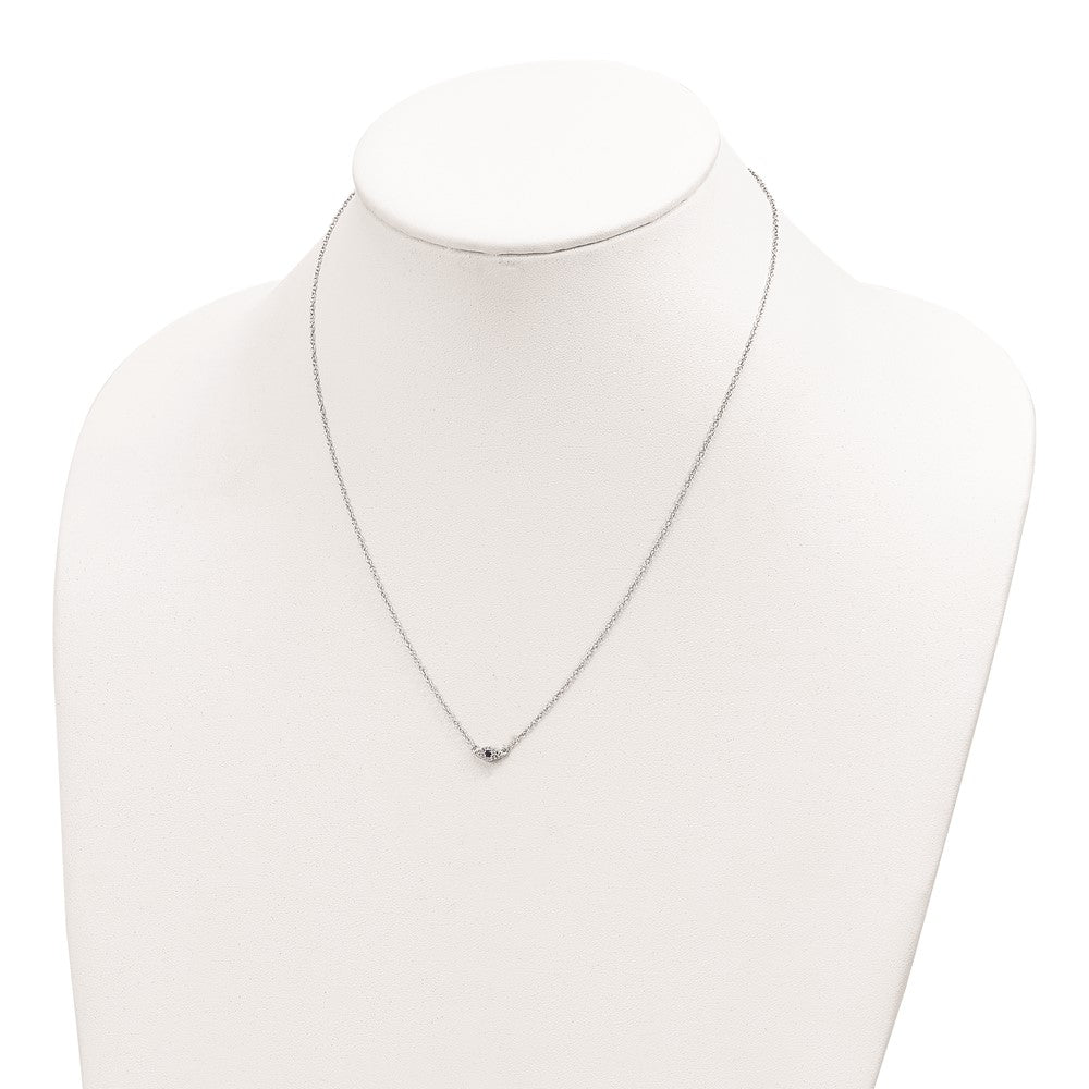 Sterling Silver Rhodium-Plated Polished Blue & White Cz Eye Necklace