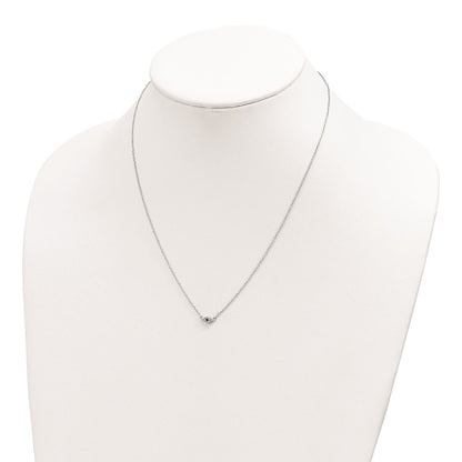 Sterling Silver Rhodium-Plated Polished Blue & White Cz Eye Necklace