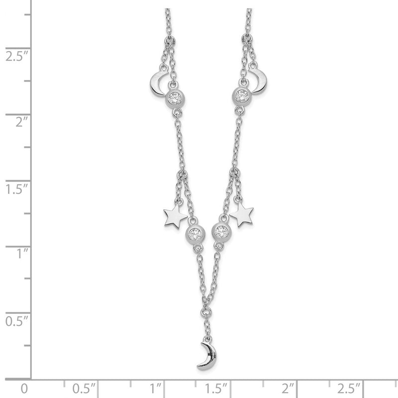 Sterling Silver Rhodium-Plated Polished Cz Necklace