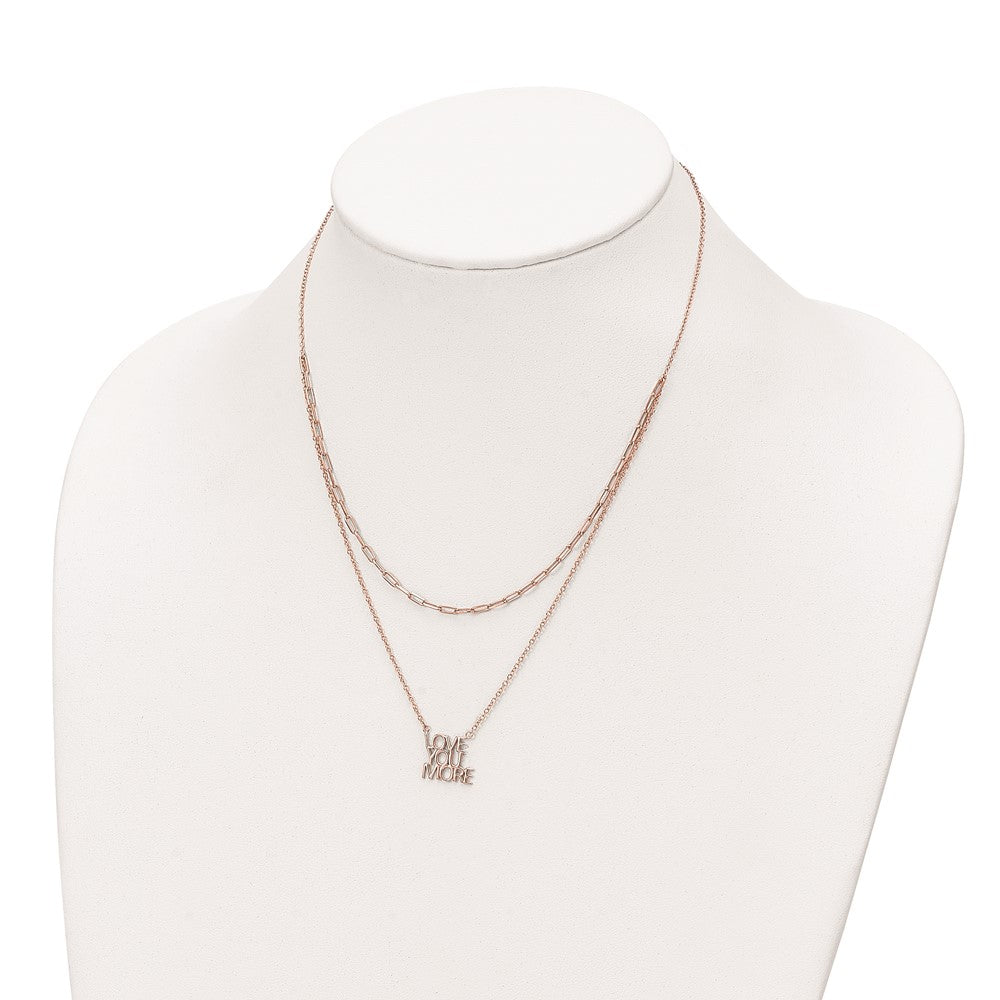 Sterling Silver Rose-Tone Love You More Two Strand 16 Inch Necklace