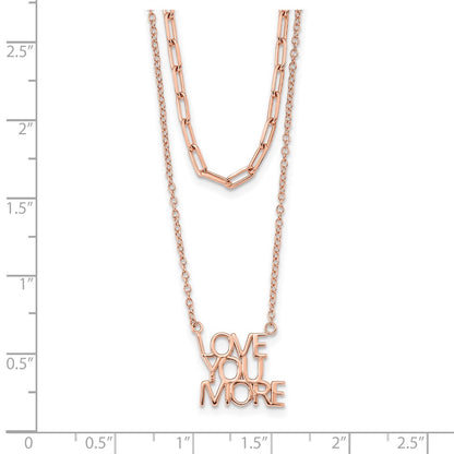 Sterling Silver Rose-Tone Love You More Two Strand 16 Inch Necklace