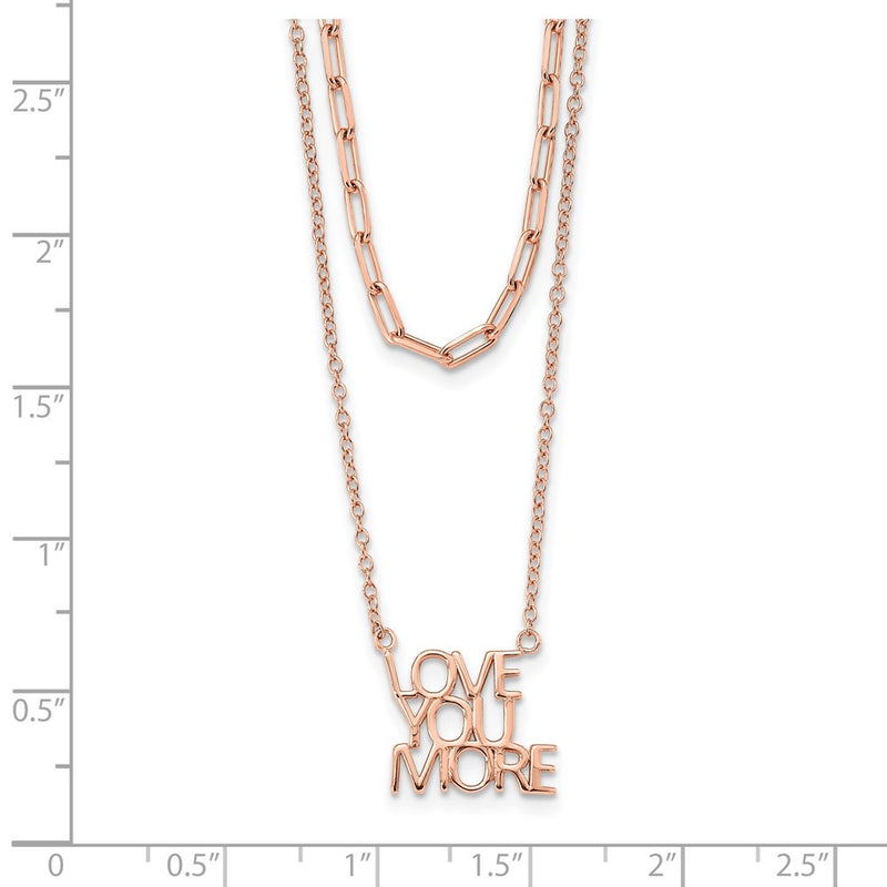 Sterling Silver Rose-Tone Love You More Two Strand 16 Inch Necklace