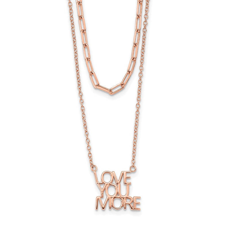 Sterling Silver Rose-Tone Love You More Two Strand 16 Inch Necklace