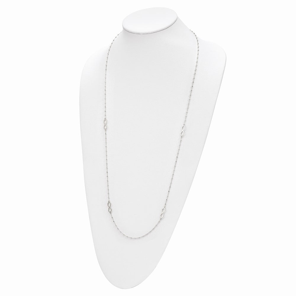 Sterling Silver Polished Beaded Infinity W/1 In Ext. Necklace