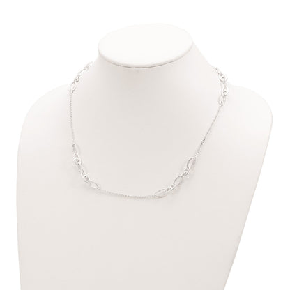 Sterling Silver Hammered Oval W/Beads Necklace