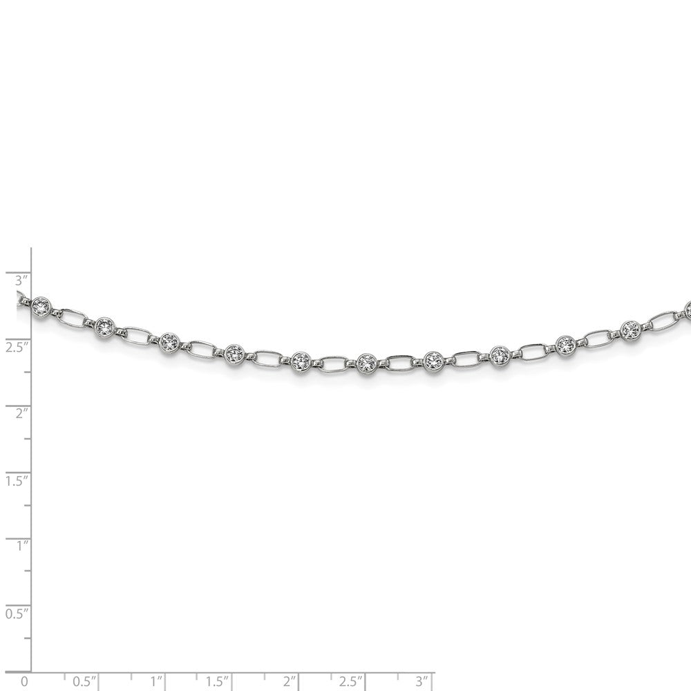 Sterling Silver Rhodium-Plated Polished Cz Necklace