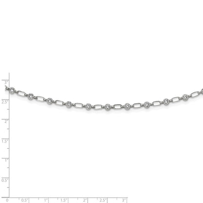 Sterling Silver Rhodium-Plated Polished Cz Necklace