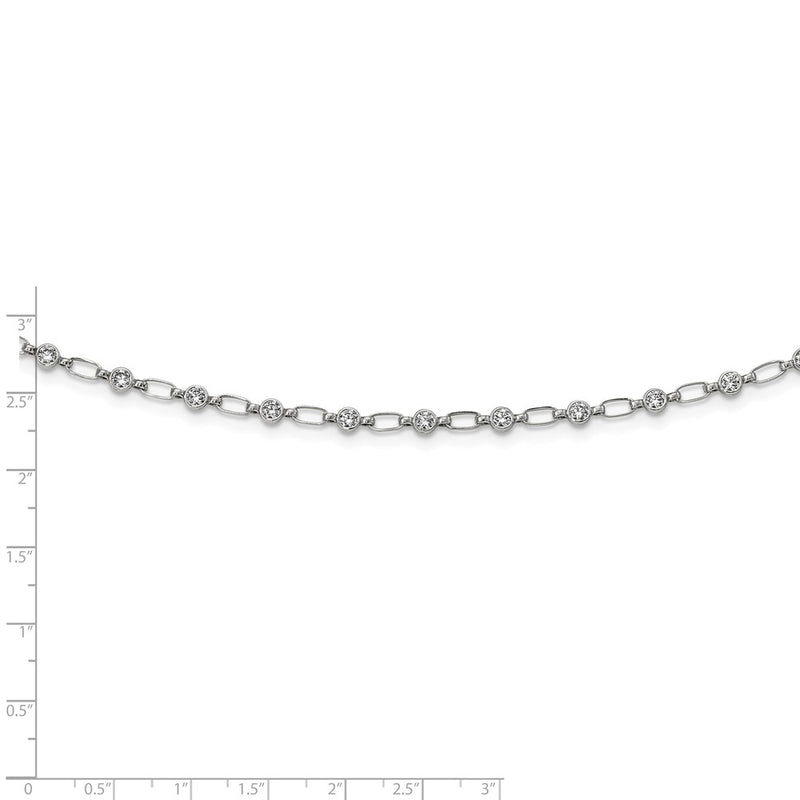 Sterling Silver Rhodium-Plated Polished Cz Necklace