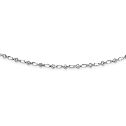 Sterling Silver Rhodium-Plated Polished Cz Necklace