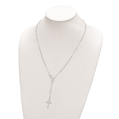 Sterling Silver Rhodium-Plated Polished W/ Clasp Rosary