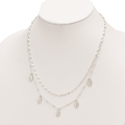 Sterling Silver Dbl Miraculous Medal W/2 In Ext. Necklace