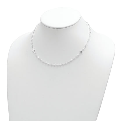 Sterling Silver Medal/Cross W/1.5In Ext. Rosary Necklace