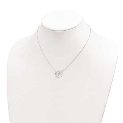 Sterling Silver Cz Cross In Circle Necklace