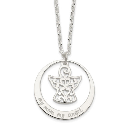 Sterling Silver My Mom Angel Necklace
