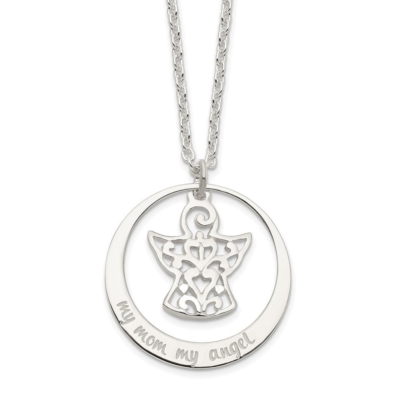 Sterling Silver My Mom Angel Necklace