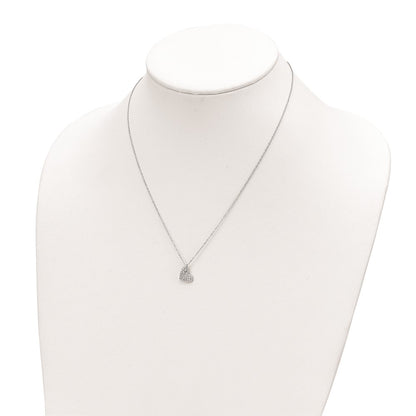 Sterling Silver Rhodium-Plated Polished Cz Heart Necklace