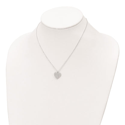 Sterling Silver Heartbeat In Cz Heart Necklace