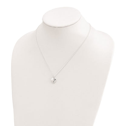 Sterling Silver Cz 16In W/2In Ext Heart Necklace