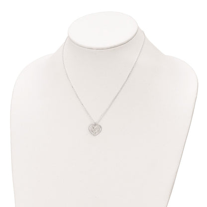 Sterling Silver Cz Hands In Heart Necklace