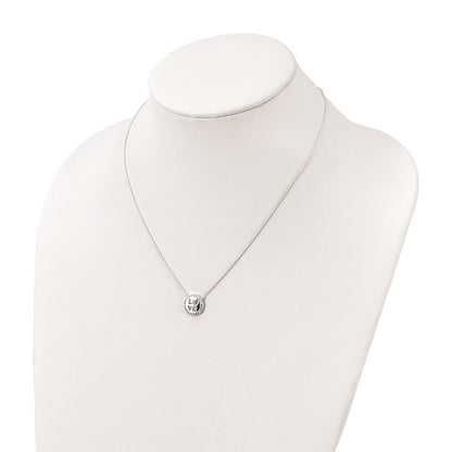 Sterling Silver Polished Cz Love Necklace