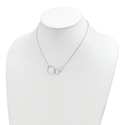 Sterling Silver Rhodium-Plated 3 Intertwined Circles W/2 In Ext. Necklace