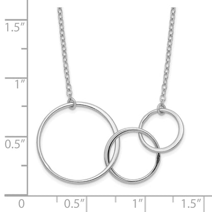 Sterling Silver Rhodium-Plated 3 Intertwined Circles W/2 In Ext. Necklace